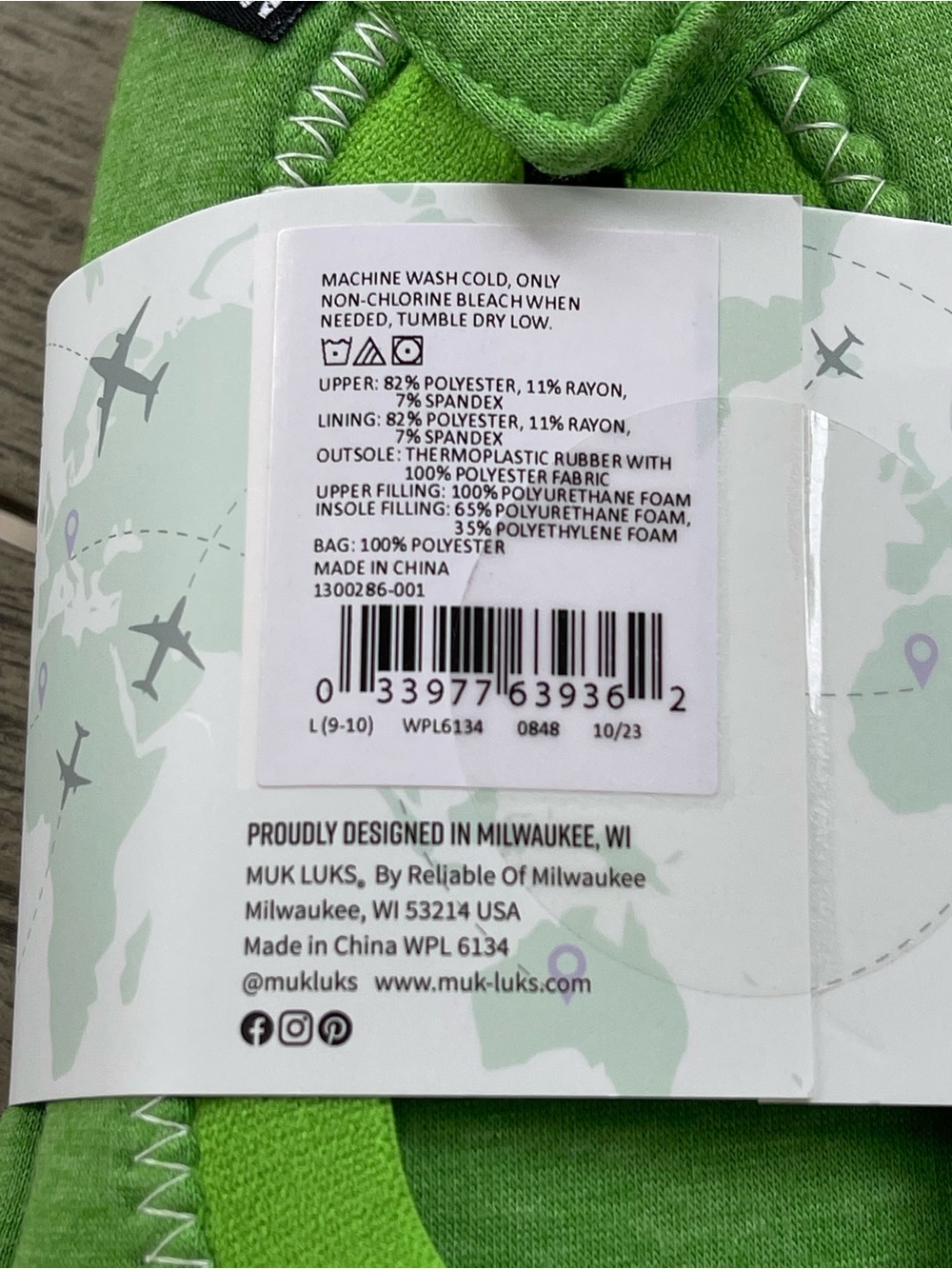 Muk Luks Original Green Travel Slippers Womens Size Large 9-10 NWT - Picture 3 of 3
